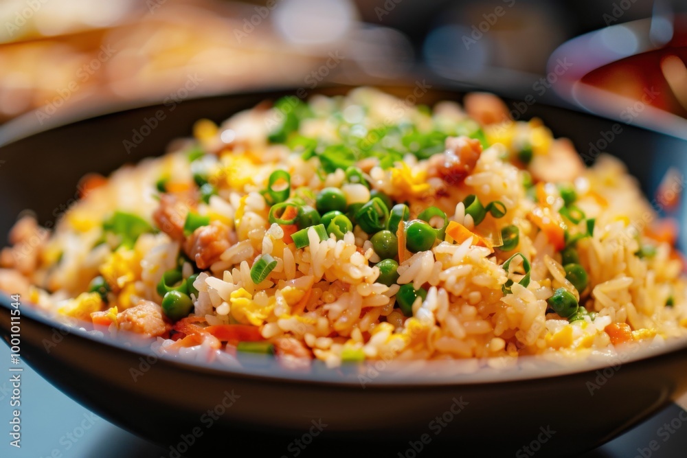Fried Rice with Peas, Carrots, and Green Onions, Vibrant and Savory Stir-Fry Dish Fried Rice with Peas, Carrots, and Green Onions, Vibrant and Savory Stir-Fry Dish