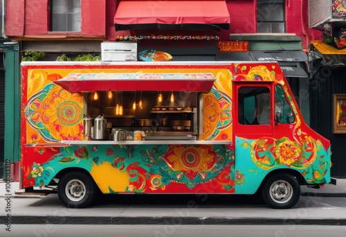 colorful food truck branding vibrant menu displays perfect attracting food lovers enhancing visually appealing culinary experiences, design, graphics