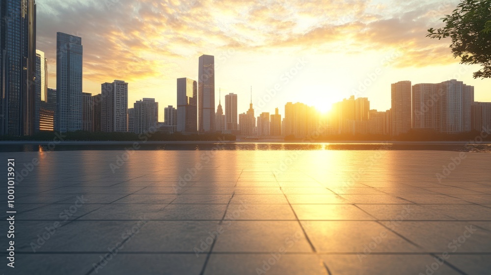 Obraz premium city at sunset