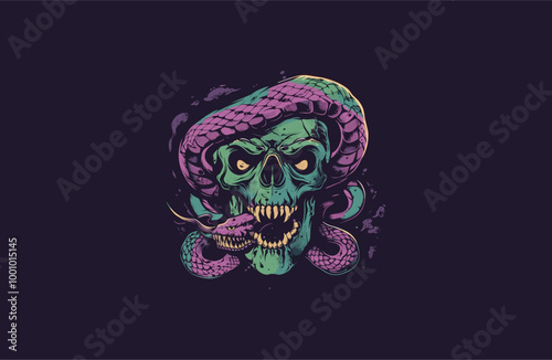 Snake skull logo vector icon illustration