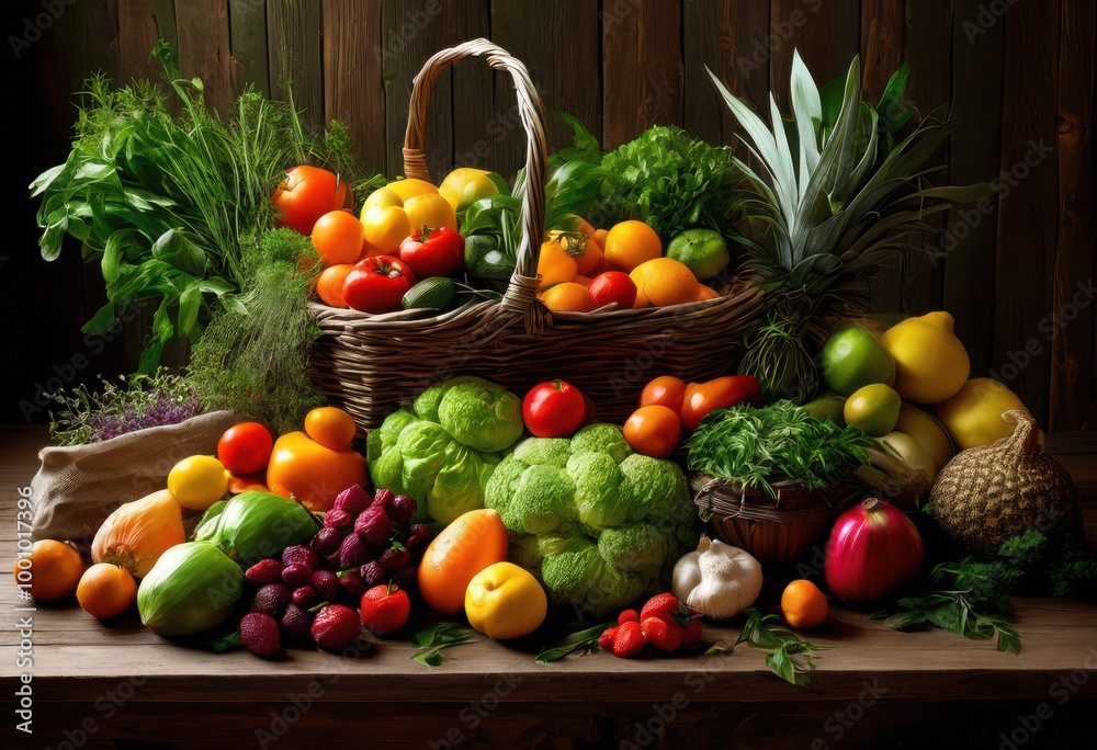 vibrant greens fresh produce arrangement showcasing colorful display fruits lush textures bright hues, vegetables, herbs, carrots, peppers, tomatoes vibrant greens fresh produce arrangement showcasing colorful display fruits lush textures bright hues, vegetables, herbs, carrots, peppers, tomatoes