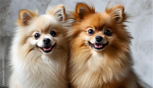 Adorable Pomeranian Puppy with a Happy Face, Showcasing Fur and Playful Emotion in a Fun and Friendly Perspective