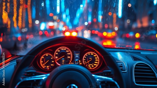 car dashboard and lights.