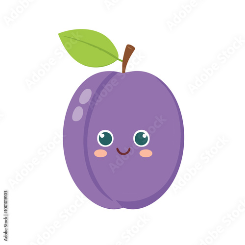 Plum Cute Cartoon Fruit Fresh Animation Kawaii Healthy Character