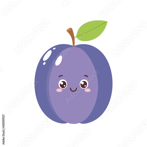 Plum Cute Cartoon Fruit Fresh Animation Kawaii Healthy Character