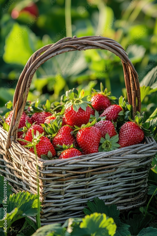 strawberries in a basket. Selective focus strawberries in a basket. Selective focus