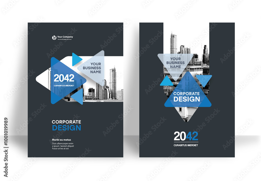 Blue and Black Book Cover Layout Stock Template | Adobe Stock