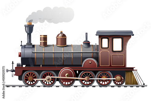 Steam train vector image, isolated on white background
