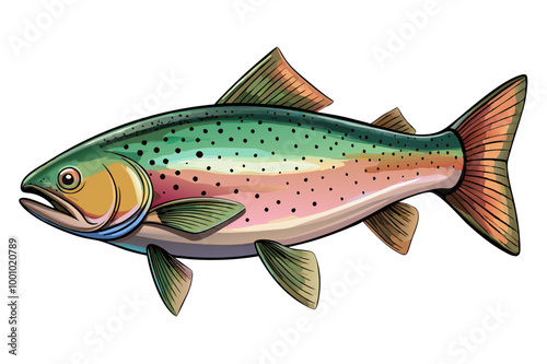 Trout fish colorful vector image, isolated on white background
