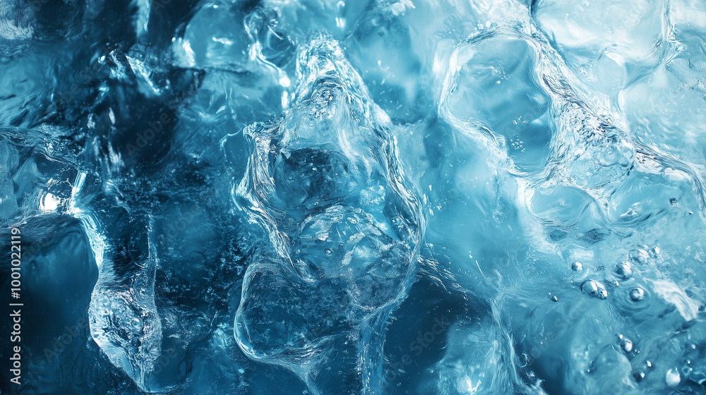 Blue campi and pieces of ice in the water. Blue campi and pieces of ice in the water.