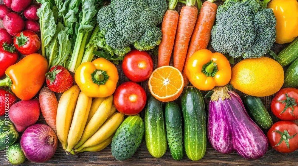 Vibrant assortment of fresh fruits and vegetables