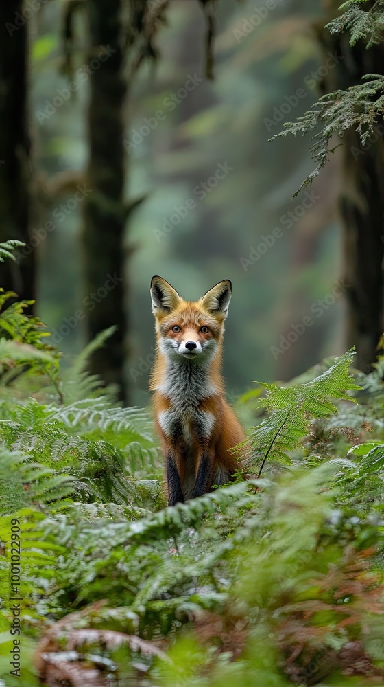 red fox sitting in forest red fox sitting in forest