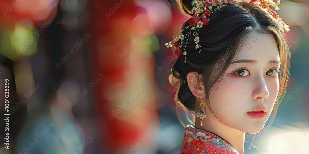 Elegant Woman in Traditional Chinese Dress Elegant Woman in Traditional Chinese Dress