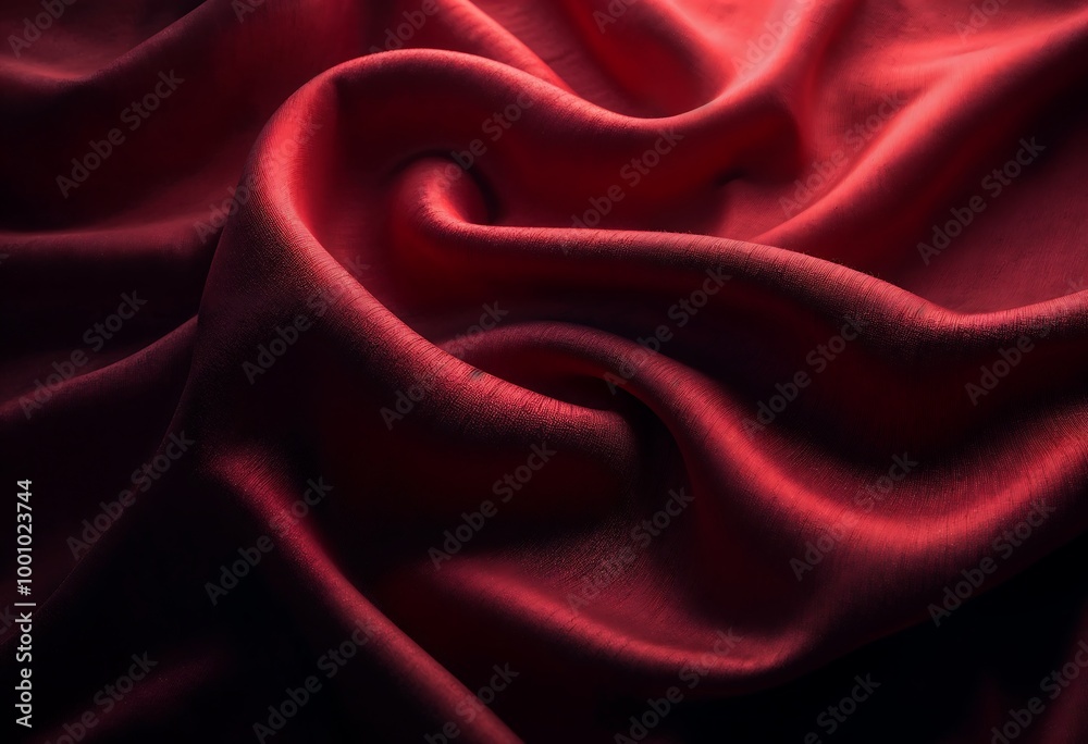 Fototapeta premium Abstract background featuring luxurious fabric folds, resembling liquid waves of grunge silk, satin, or velvet texture. Ideal for sophisticated Christmas backgrounds or elegant wallpaper designs