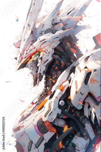 White Mecha Head Illustration