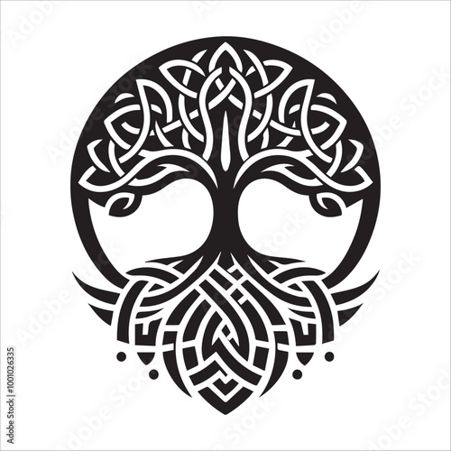 Celtic Tree of Life Clipart - Celtic Tree Silhouette Vector illustration - Celtic Tree Logo Concept