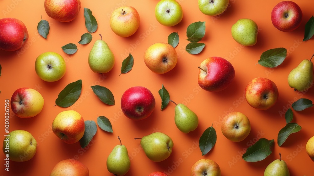 Assortment of fresh apples and pears Assortment of fresh apples and pears