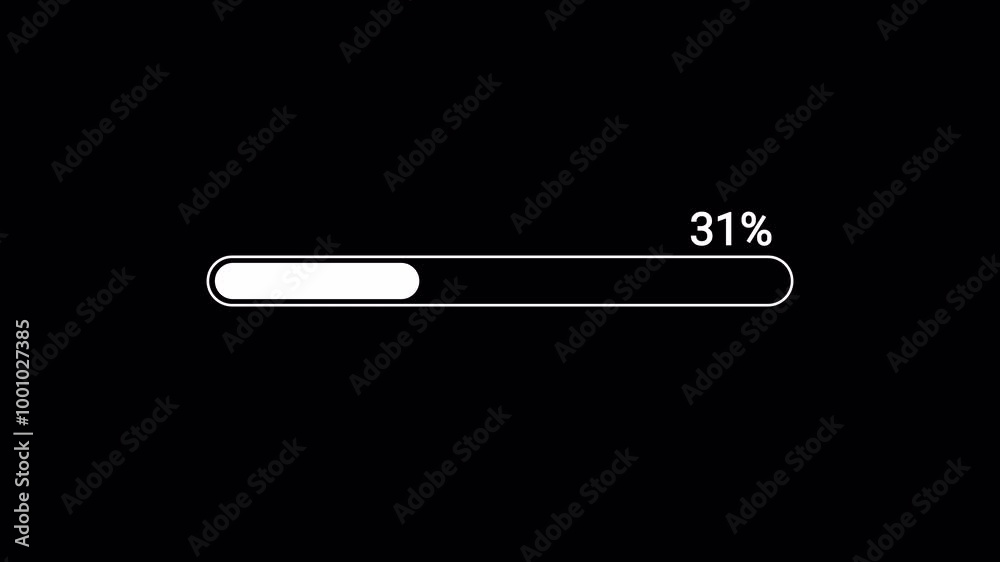progress bar animation from 0 to 100% with alpha channel, white loading bar animate on background, in 4k Video. progress bar animation from 0 to 100% with alpha channel, white loading bar animate on background, in 4k Video.