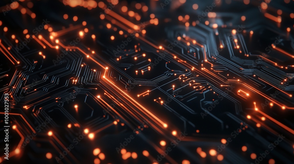 Abstract Digital Circuit Background with Glowing Lights Abstract Digital Circuit Background with Glowing Lights