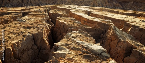 Earth Crevasses In A Drought Terrain photo