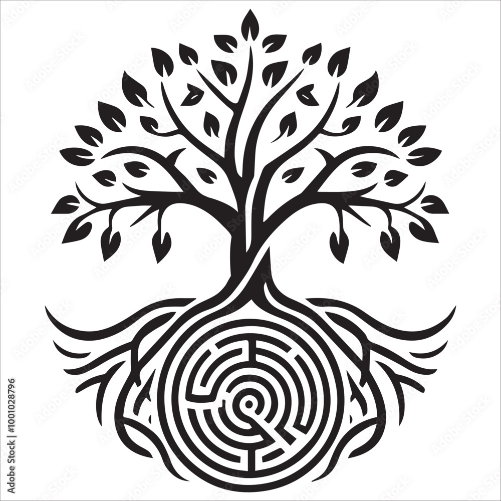 Obraz premium Celtic Tree of Life Clipart - Celtic Tree Silhouette Vector illustration - Celtic Tree Logo Concept