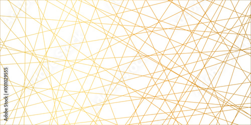 Abstract luxury gold geometric random chaotic lines with many squares and triangles shape background. geometric random chaotic seamless line design with transparent background, vector illustration.