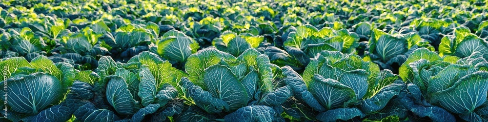 a beautiful field of cabbage. Selective focus