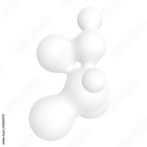 White molecule shape png sticker, 3D liquid graphic, transparent background photo