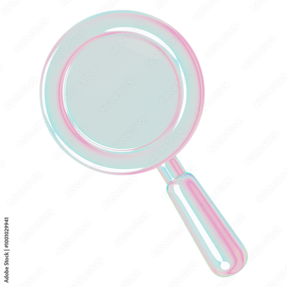 Magnifying glass png holographic icon, transparent background Magnifying glass png holographic icon, transparent background
