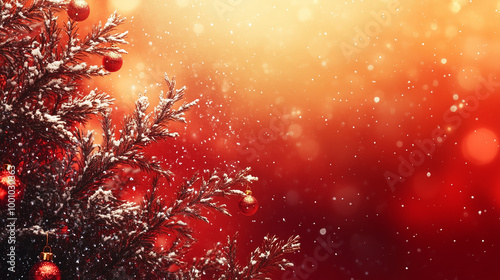 red christmas background with snowflakes, Generative AI	
