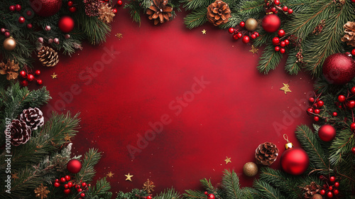 red christmas background, Generative AI	
