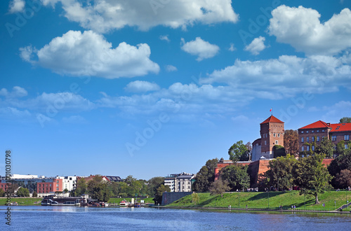 Wawel castle in Krakow Poland.Landscape on coast river Wisla