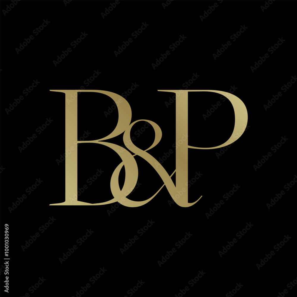 B P logomark with intertwined letters in luxury serif font and gold color add the elegance and luxurious feel to the logo B P logomark with intertwined letters in luxury serif font and gold color add the elegance and luxurious feel to the logo