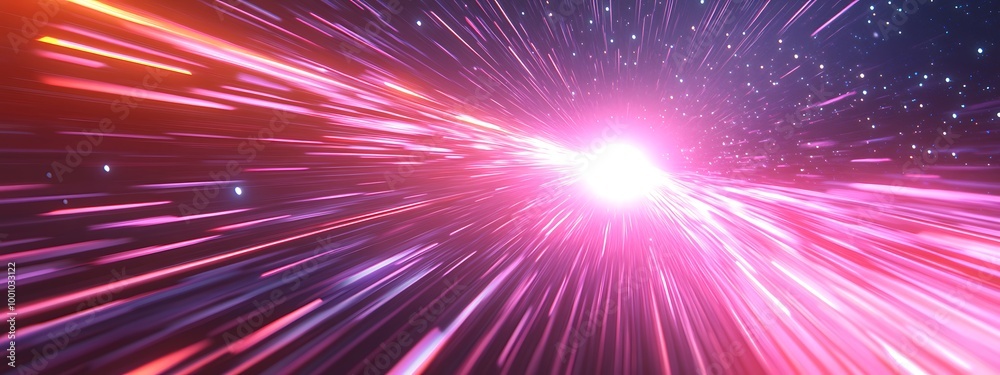 Neon speed rays abstract background. A burst of pink light energy. The movement of luminous purple rays in space. Neon speed rays abstract background. A burst of pink light energy. The movement of luminous purple rays in space.