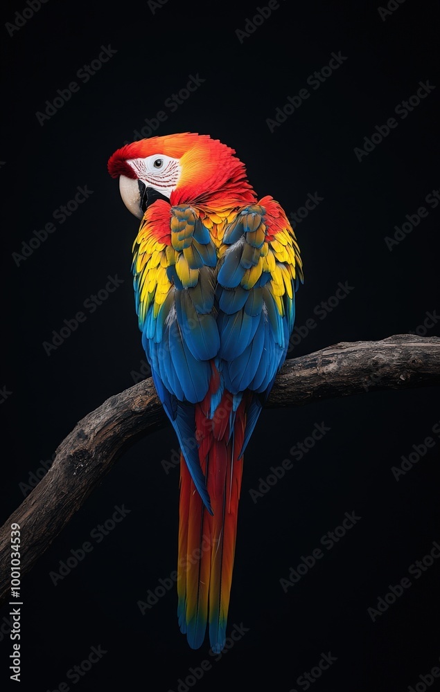 Obraz premium Vibrant parrot perched on branch
