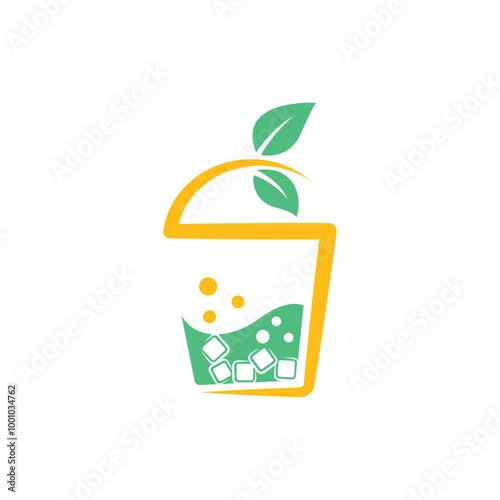 S letter ice tea cup logo icon vector illustrationconcept design template