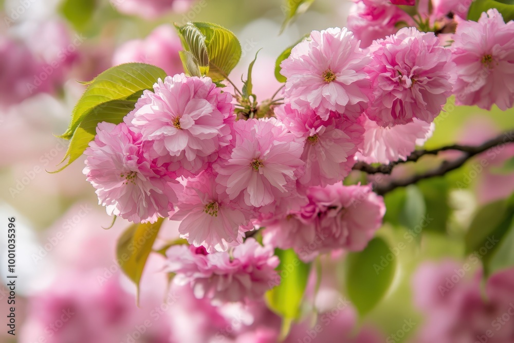 Fototapeta premium Vibrant pink cherry blossoms in full bloom