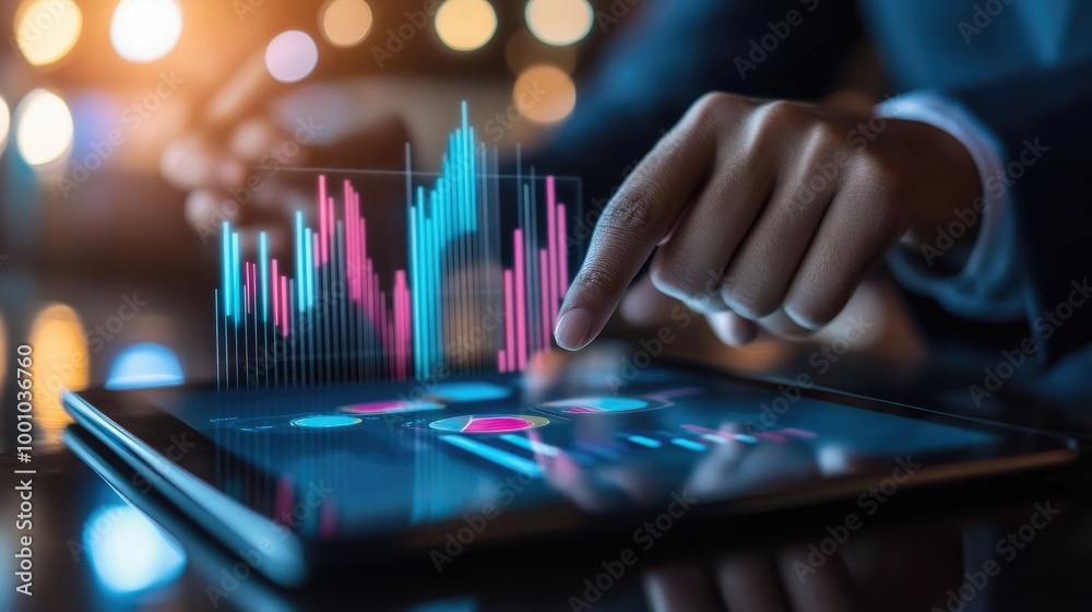 A close-up of a businessperson hand pointing to a goal chart on a tablet, with graphs showing upward trends, symbolizing strategic planning and goal achievement. A close-up of a businessperson hand pointing to a goal chart on a tablet, with graphs showing upward trends, symbolizing strategic planning and goal achievement.