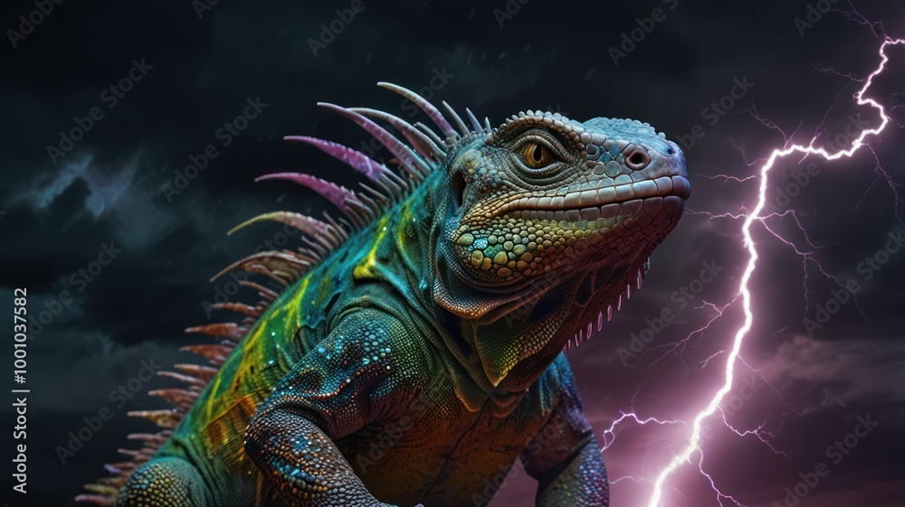 Obraz premium Iguana in a Storm