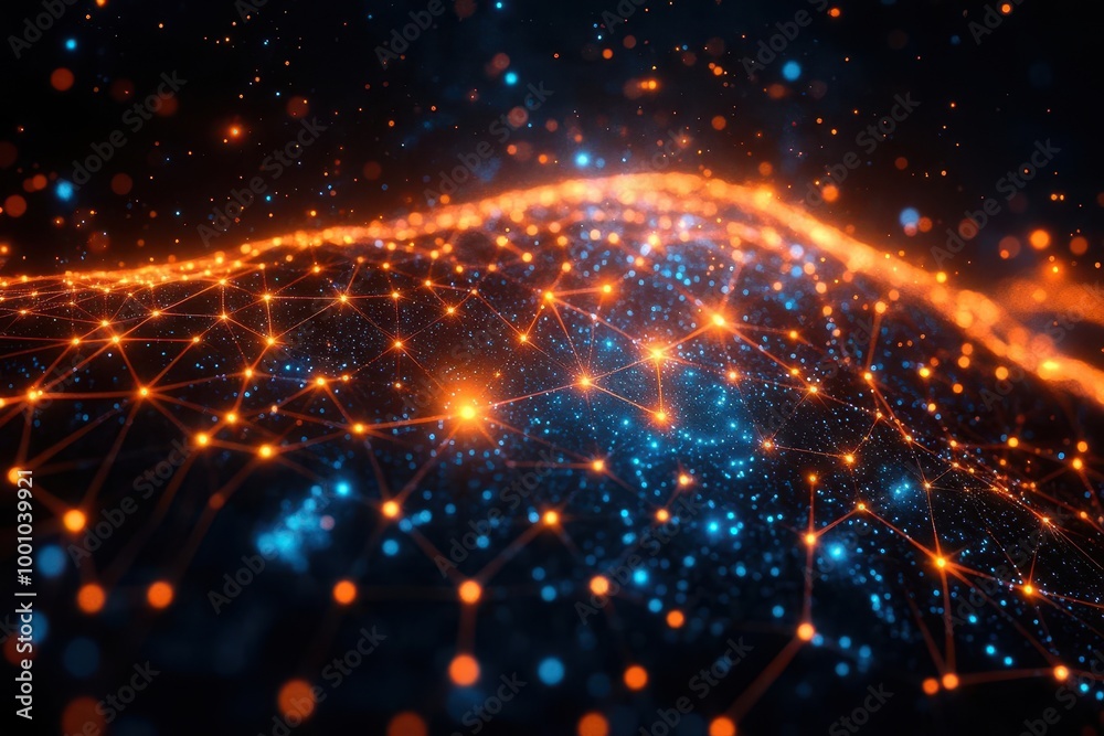 dynamic abstract network illustration showcasing interconnected glowing points symbolizing technology and communication with a dark background for contrast dynamic abstract network illustration showcasing interconnected glowing points symbolizing technology and communication with a dark background for contrast