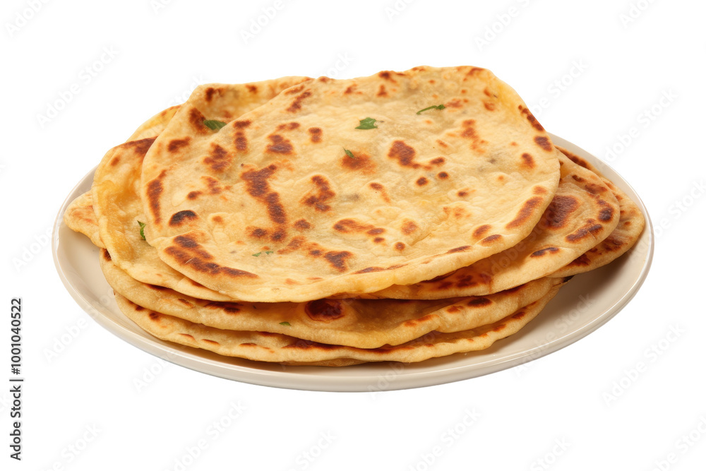 Stuffed Paratha with Spiced Potato Filling Isolated on Transparent Background Stuffed Paratha with Spiced Potato Filling Isolated on Transparent Background