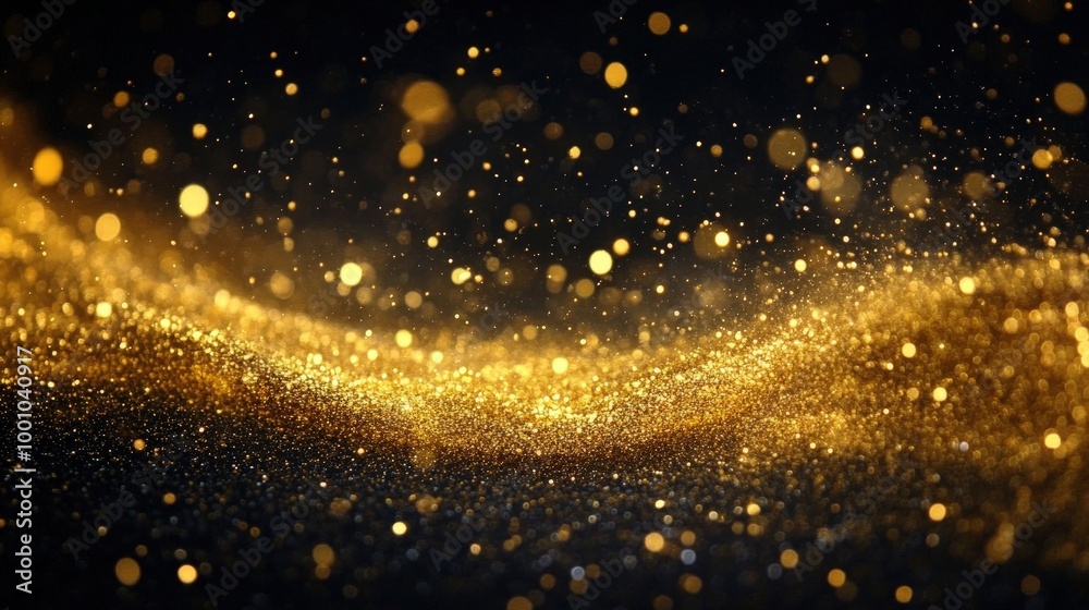 Fototapeta premium Elegant Gold Glitter Particles on Dark Background