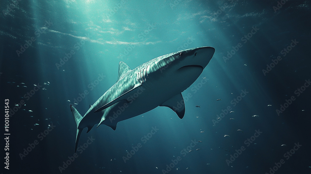 Fototapeta premium A shark is swimming in the ocean