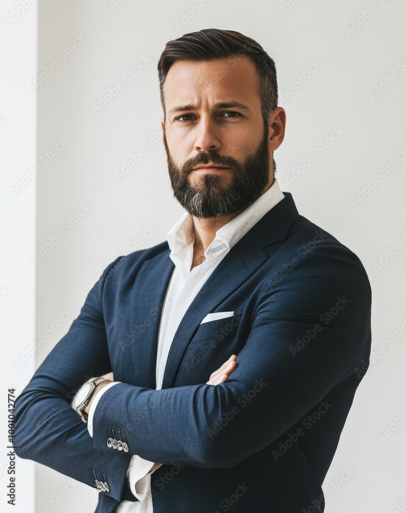Confident businessman with beard in suit Confident businessman with beard in suit