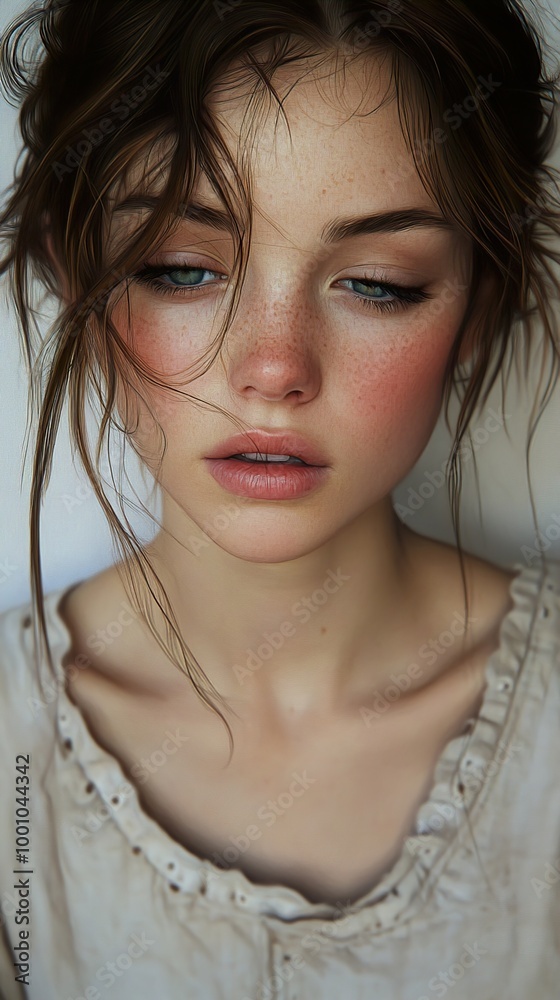 Portrait of a Woman with Freckles and Green Eyes Portrait of a Woman with Freckles and Green Eyes