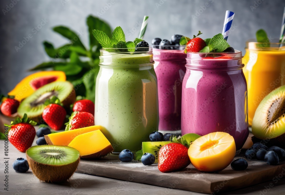 colorful vibrant smoothie ingredients beautifully layered eye catching presentation, layers, fruit, berry, banana, mango, spinach, yogurt, coconut, chia colorful vibrant smoothie ingredients beautifully layered eye catching presentation, layers, fruit, berry, banana, mango, spinach, yogurt, coconut, chia