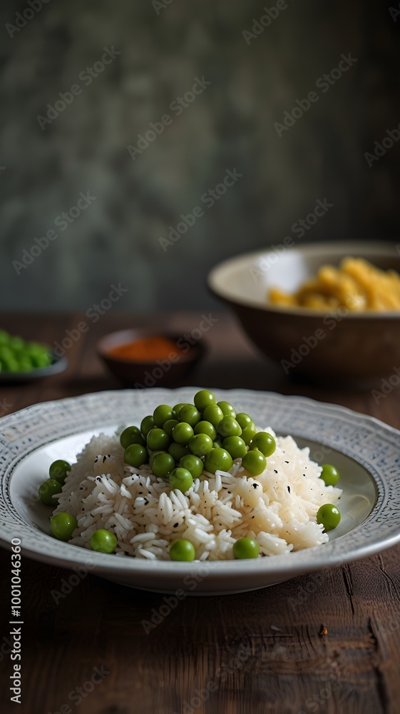 A plate of Peas with Rice Food Lunch or Dinner A plate of Peas with Rice Food Lunch or Dinner