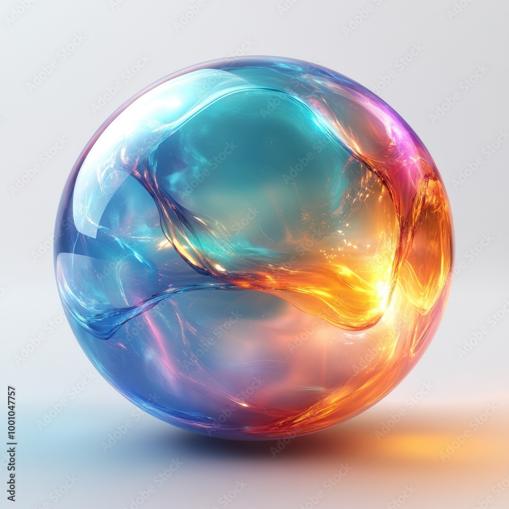 Vibrant Abstract Sphere with Bright Gradient Hues and Reflective Surface Vibrant Abstract Sphere with Bright Gradient Hues and Reflective Surface