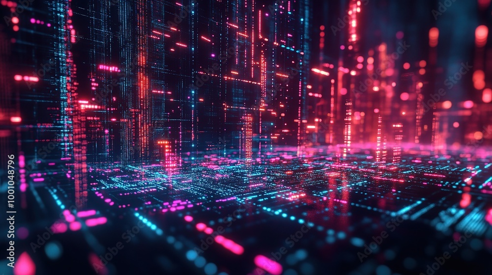 Vibrant Digital Data Stream in Abstract Style Vibrant Digital Data Stream in Abstract Style