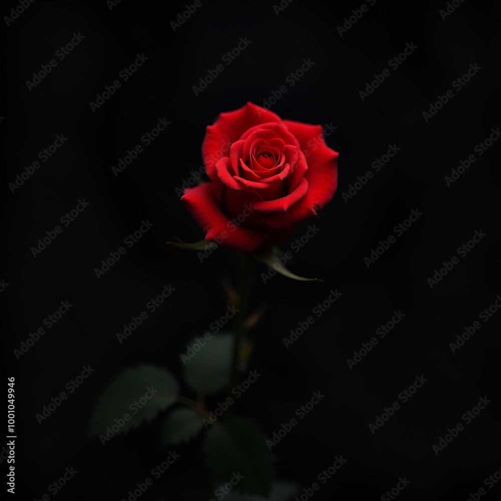 Fototapeta premium red rose on black background